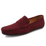 Men's Solid Color Loafers Suede British Flat Casual Shoes