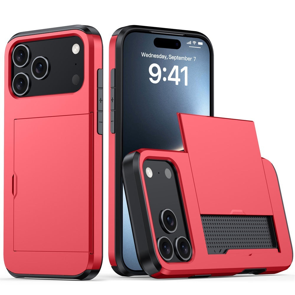 Protective Phone Case With Sliding Cover For Cards
