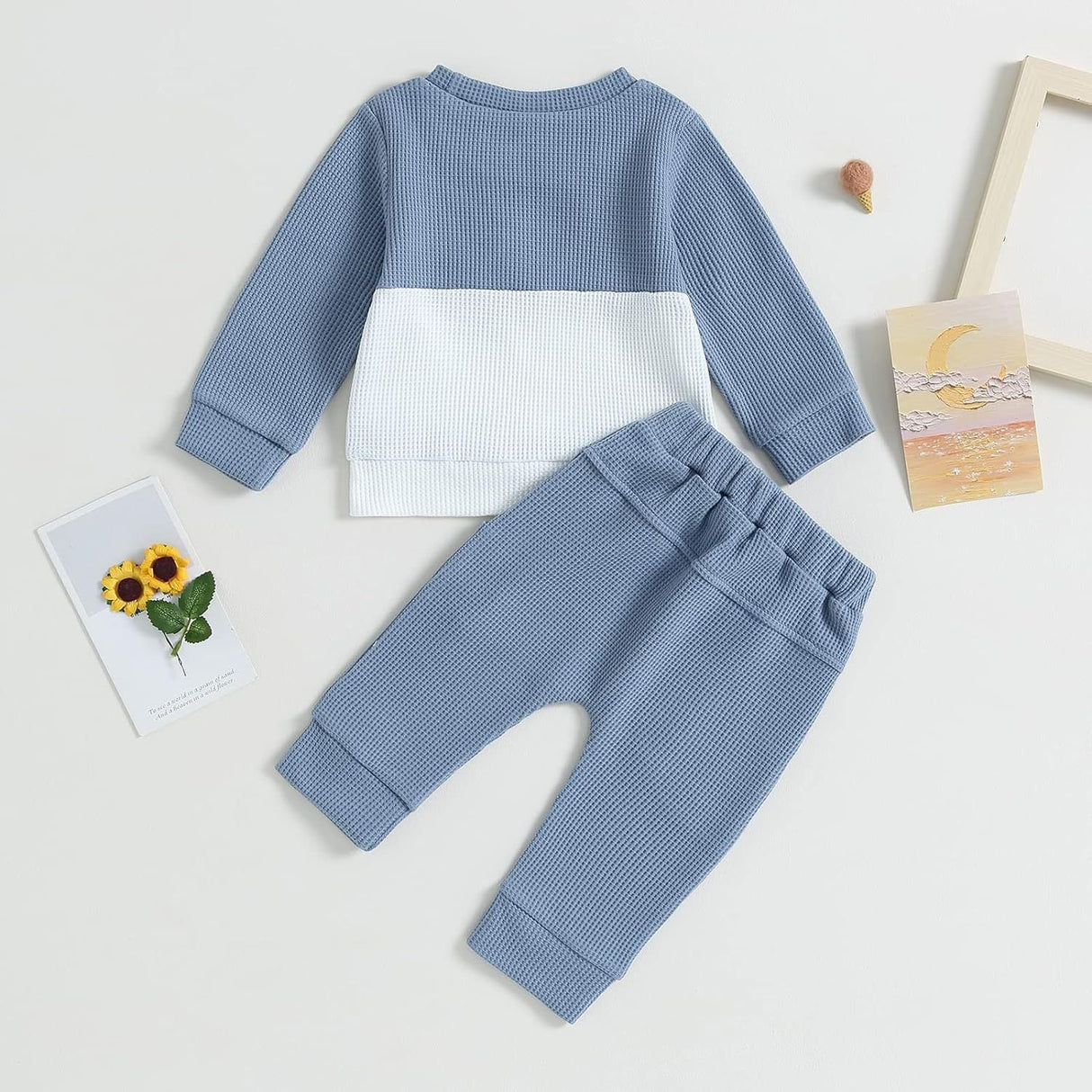 Color Matching Sweater With Chest Pocket & Lace - Up Sweatpants 2 - Piece Baby Boy Casual Clothing Set - Weriion