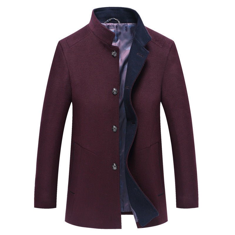 Comfortable Woolen Mid - Length Single - Breasted Winter Trench Coat - Weriion