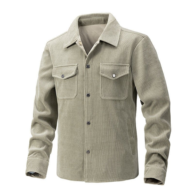 Corduroy Fashionable Solid Color Men's Jacket - Weriion