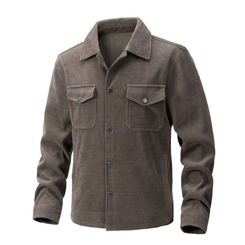 Corduroy Fashionable Solid Color Men's Jacket - Weriion