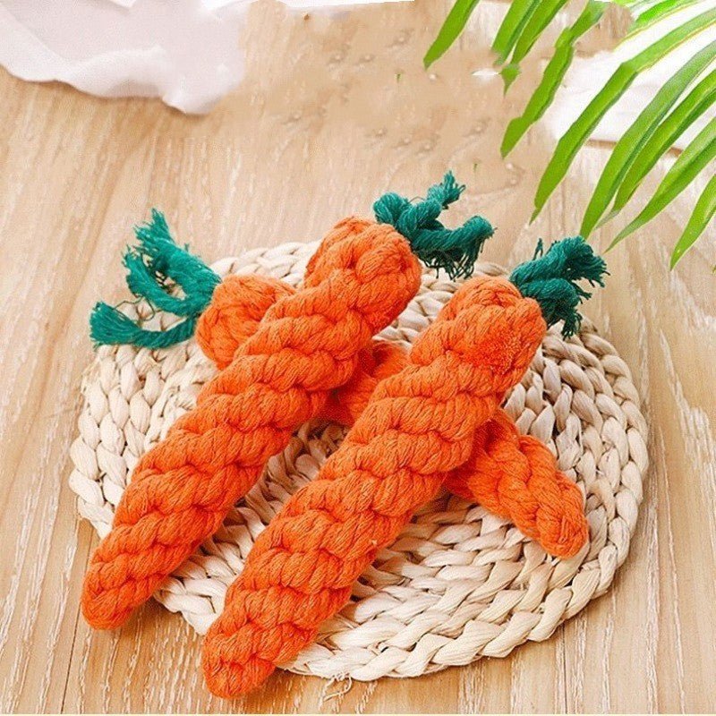 Cotton String Carrot Molar Teeth Cleaning Bite - Resistant Dog Toy - Weriion