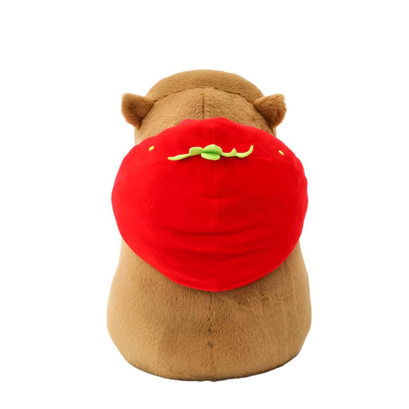 Creative Stuffed Animal Children's Cartoon Capybara Doll With Strawberry Hat Plush Toy - Weriion