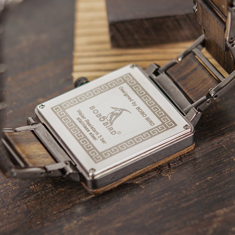 Creative Wooden Square Quartz Watch - Weriion