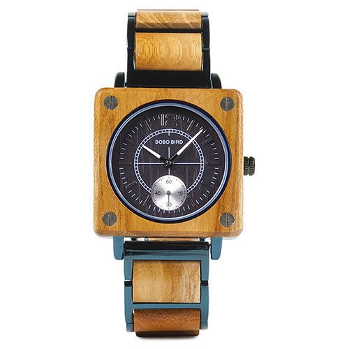 Creative Wooden Square Quartz Watch - Weriion