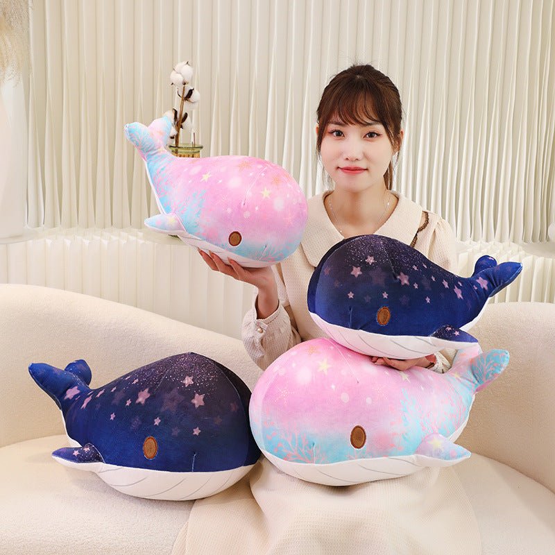 Cute Cartoon Chubby Soft And Adorable Dream Starry Sky Colorful Whale Plush Doll Pillow Stuffed Animal - Weriion