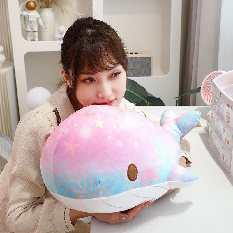 Cute Cartoon Chubby Soft And Adorable Dream Starry Sky Colorful Whale Plush Doll Pillow Stuffed Animal - Weriion