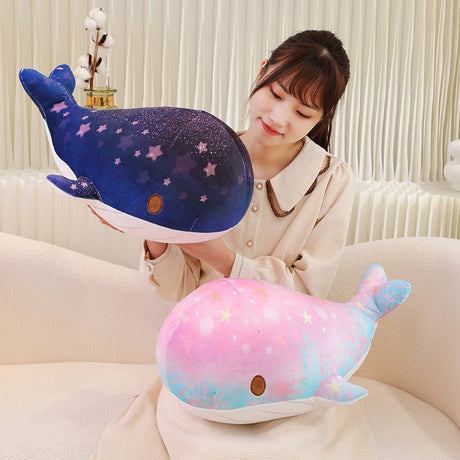 Cute Cartoon Chubby Soft And Adorable Dream Starry Sky Colorful Whale Plush Doll Pillow Stuffed Animal - Weriion