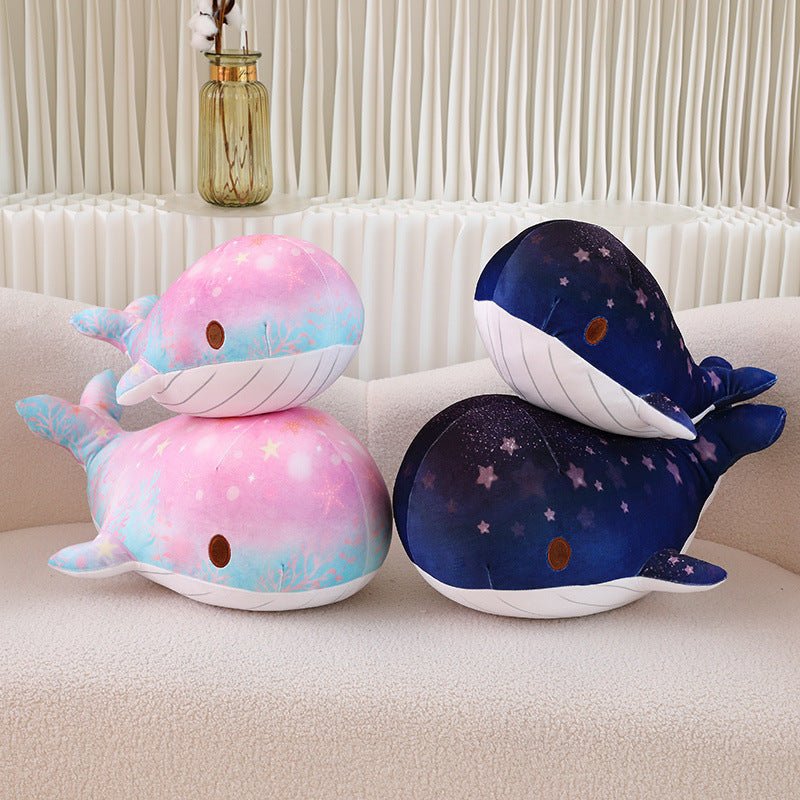 Cute Cartoon Chubby Soft And Adorable Dream Starry Sky Colorful Whale Plush Doll Pillow Stuffed Animal - Weriion