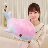 Cute Cartoon Chubby Soft And Adorable Dream Starry Sky Colorful Whale Plush Doll Pillow Stuffed Animal - Weriion