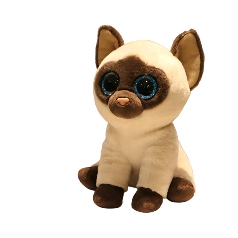 Cute Siamese Cat With Big Eyes Stuffed Animal Doll Plush Toy - Weriion