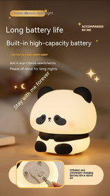 Cute Silicone Panda Touch USB Rechargeable LED Night Light Table Bedside Lamp Home Decor - Weriion