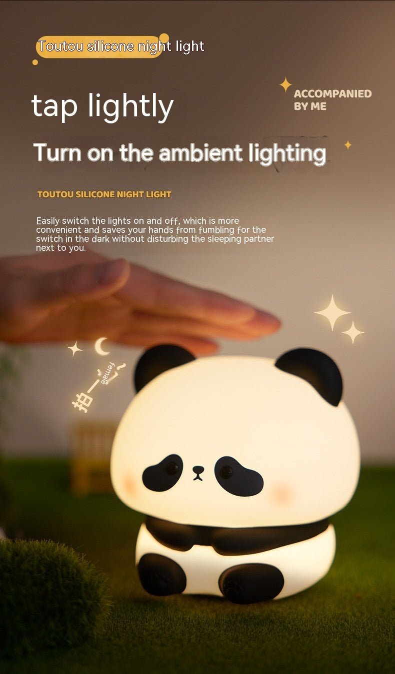 Cute Silicone Panda Touch USB Rechargeable LED Night Light Table Bedside Lamp Home Decor - Weriion