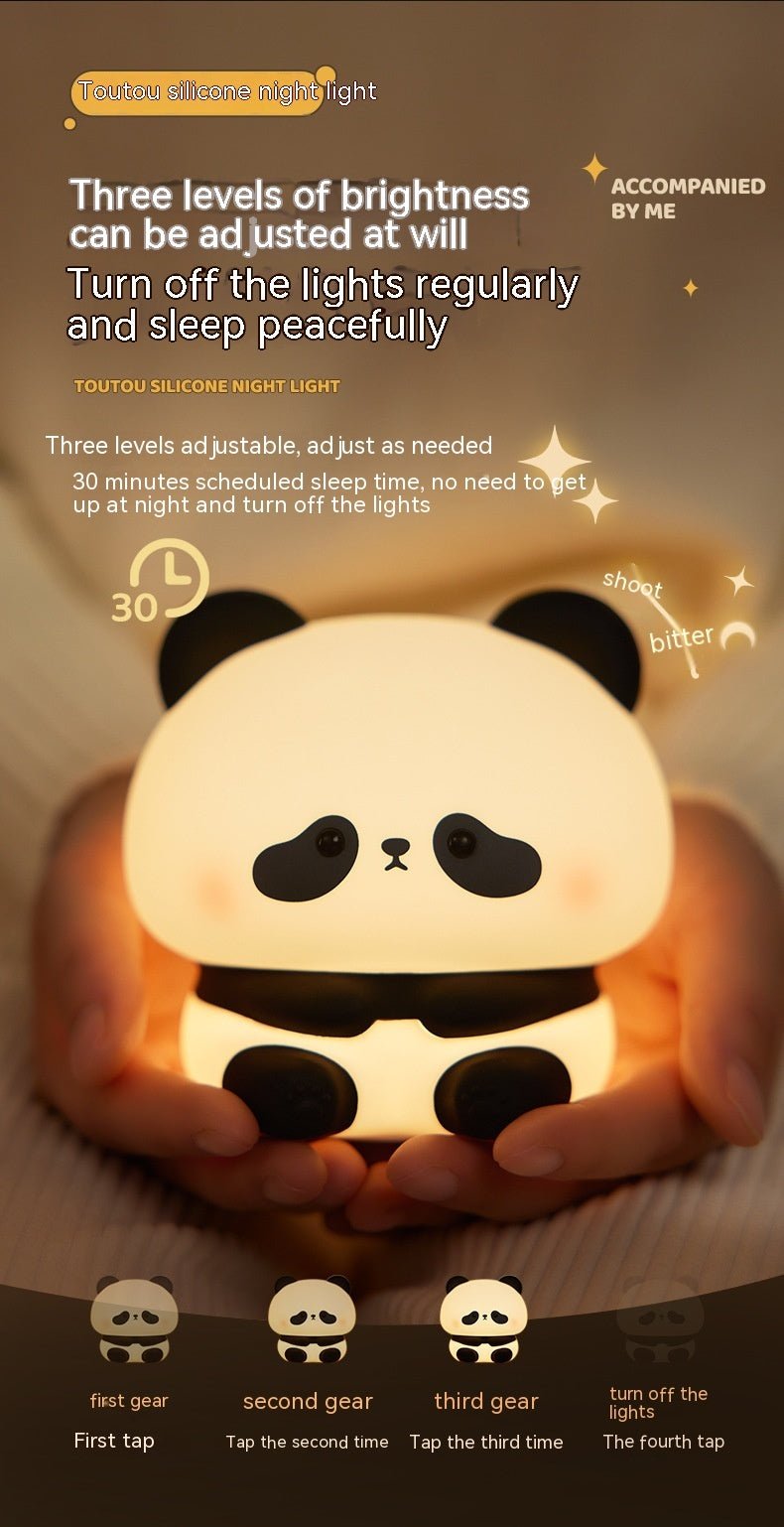 Cute Silicone Panda Touch USB Rechargeable LED Night Light Table Bedside Lamp Home Decor - Weriion