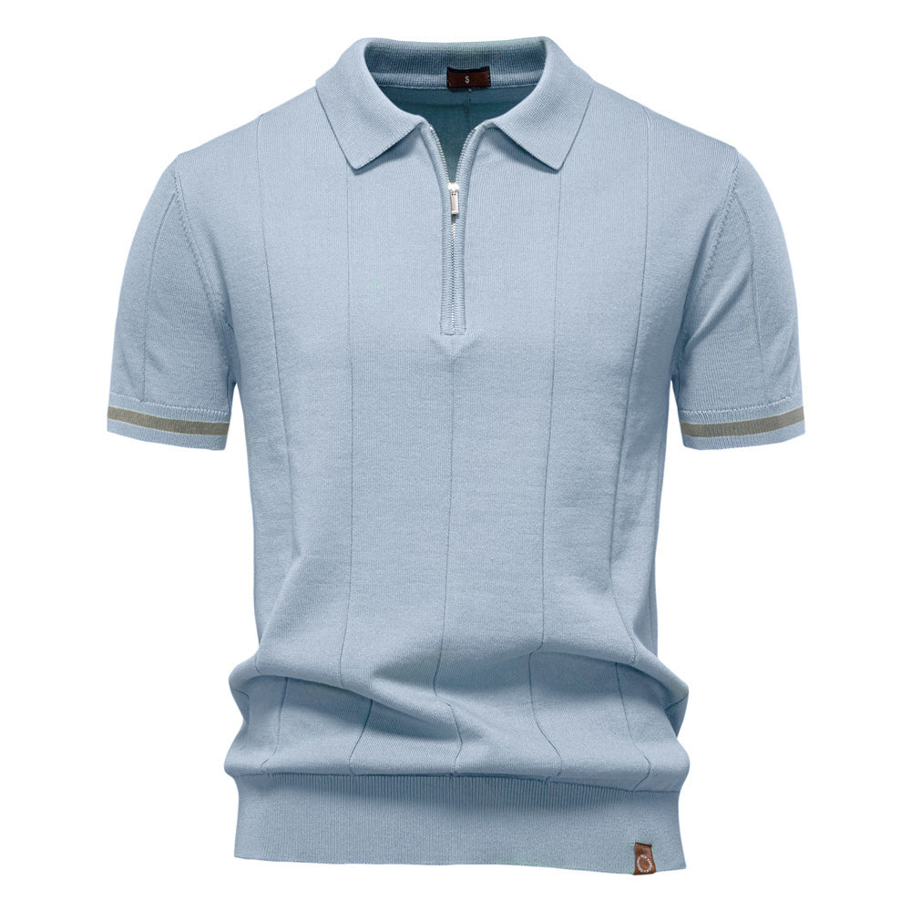 Men's Business Casual Short Sleeve Polo Polo Shirt With Zipper