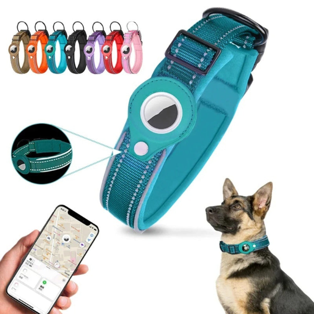 Airtag Leather Case Nylon Dog Cat Pet Anti-Lost Location Tracker Collar.