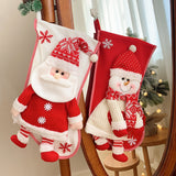 Christmas Decorations Knitted Three-Dimensional Snowman Santa Stockings Gift Bag
