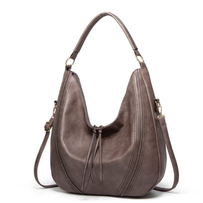 Trendy Retro Large Capacity Tote Shoulder Bag Tassel Hollow One-Shoulder Bag Women's Handbag