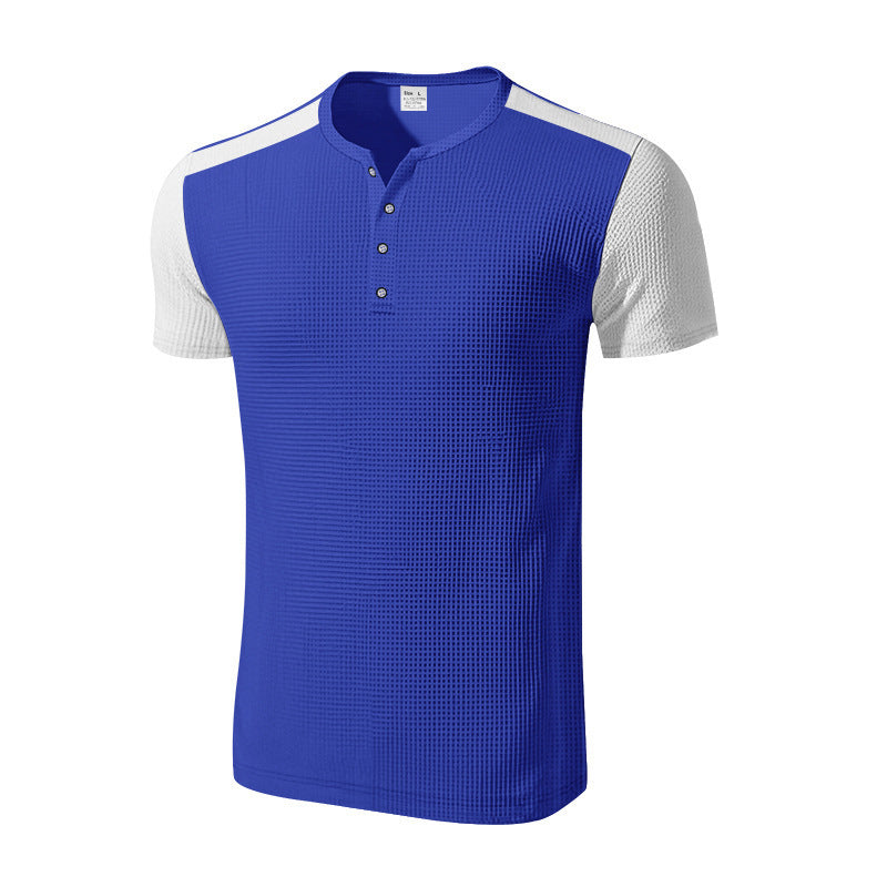 Men's Plus Size Solid Color Buttoned T-Shirts