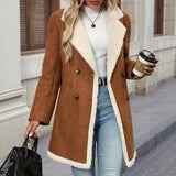 Fleece Suede Mid-Length Woolen Casual Warm Jacket Women's Coat