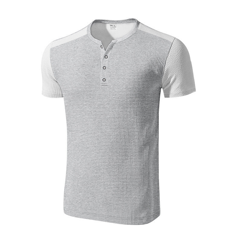 Men's Plus Size Solid Color Buttoned T-Shirts