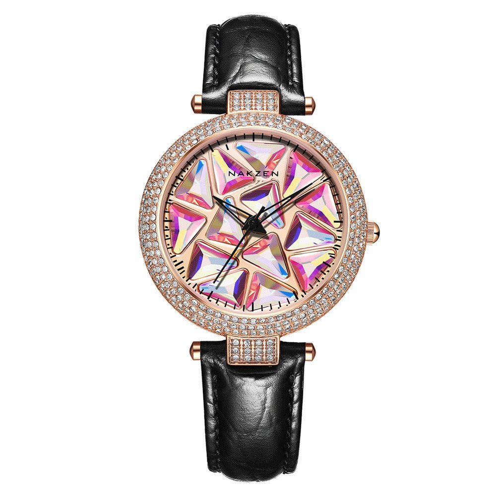 Diamond Dial Leather Strap Women's Watches - Weriion