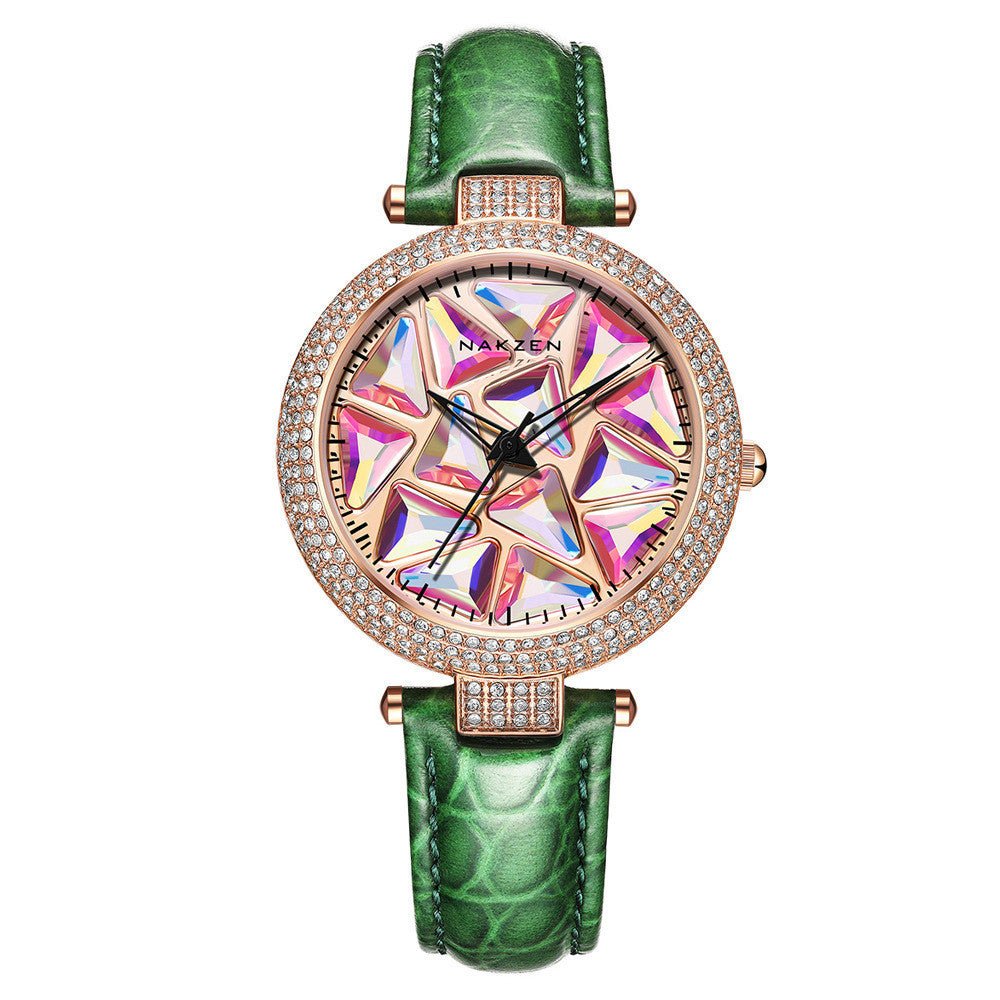 Diamond Dial Leather Strap Women's Watches - Weriion