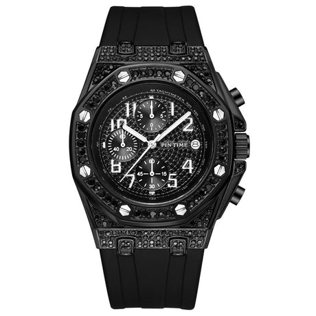 Diamond - Encrusted Large Dial Men's Watch With Chronograph Function - Weriion