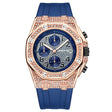 Diamond - Encrusted Large Dial Men's Watch With Chronograph Function - Weriion