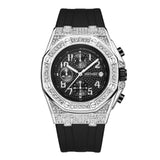 Diamond - Encrusted Large Dial Men's Watch With Chronograph Function - Weriion