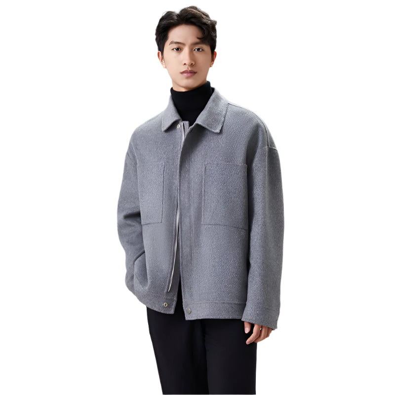 Double - Faced Men's Woolen Loose Fit Cashmere Jacket - Weriion