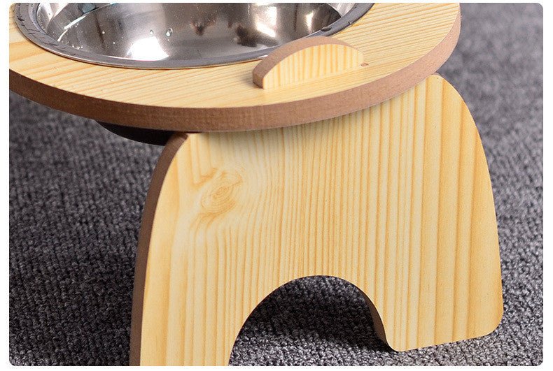 Double Pet Dog Bowl With Wooden Stand - Weriion