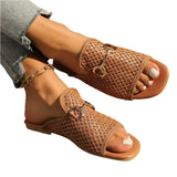 Hollow Square Toe Sandals Summer Fashion Solid Flats Slides Women Beach Shoes