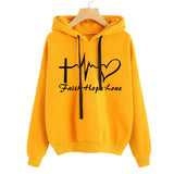 Heart Print Hoodie Sweatshirt Pullover Tops For Women