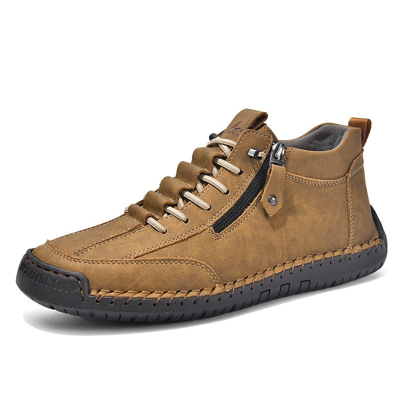 Men's Casual Retro Side Zipper Leather Shoes