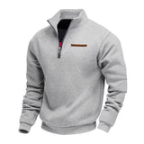 Fleece-Lined Mid-Length Zip-Up Loose-Fit Stand-Up Collar Casual Sweater