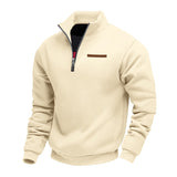 Fleece-Lined Mid-Length Zip-Up Loose-Fit Stand-Up Collar Casual Sweater