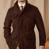 Elastic Waist Stand Collar Multi - Pocket Safari Vintage Gentlemans Coat Jacket - Weriion