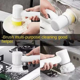 Electric Scrubber Cleaning Brush With 5 Replaceable Brush Heads - Weriion