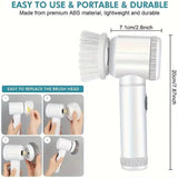 Electric Scrubber Cleaning Brush With 5 Replaceable Brush Heads - Weriion