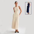 Elegant Knitted Sleeveless Dress With Single Breast Slim Fit Round Neck Women's Clothing - Weriion