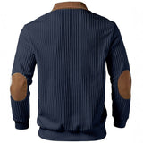 Notched-Collar Patchwork Knit Top Sweater With Zipper For Men