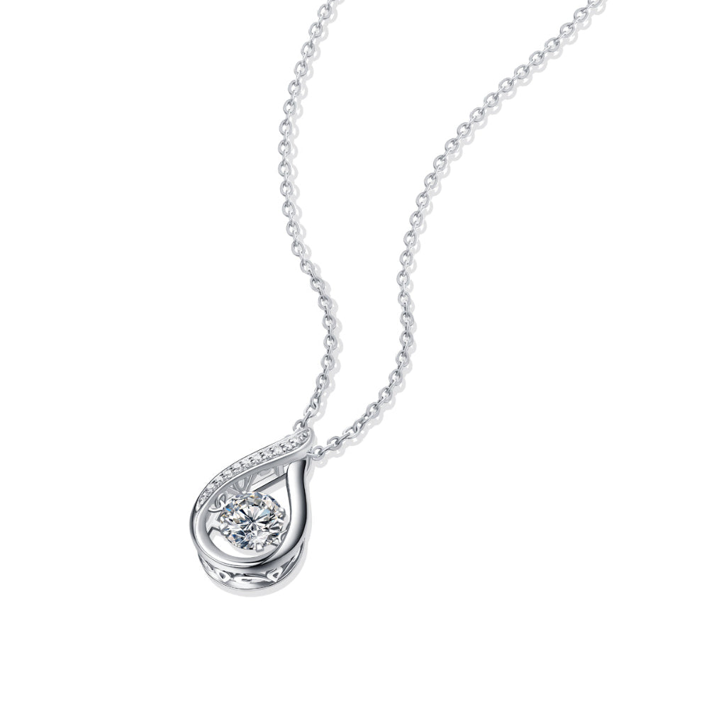 Silver And Platinum-Plated Moissanite Necklace For Women