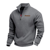 Fleece-Lined Mid-Length Zip-Up Loose-Fit Stand-Up Collar Casual Sweater