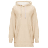 Women's Solid Color Split Shoulder Long Sleeve Hoodie