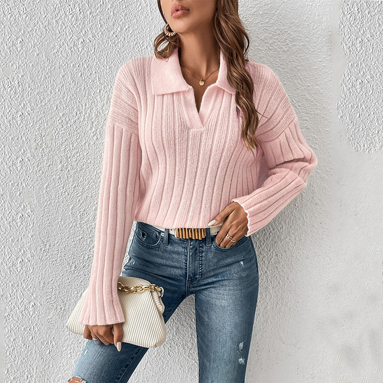 Fashion Casual Polo Collar Sweater For Women - Weriion