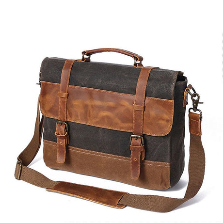 Fashion Men's Canvas Shoulder Messenger Bag Briefcase - Weriion