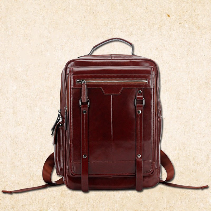 Fashionable Large - Capacity Men's Leather Backpack - Weriion