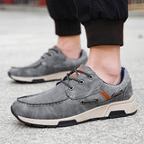 Leather Breathable Sneakers Men's Plus Size Casual Commuter Shoes